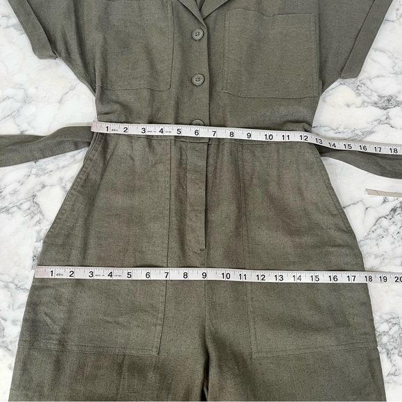 Abercrombie & Fitch Linen-Blend Utility Boiler Suit Jumpsuit Olive Green XS Tall - Picture 9 of 15